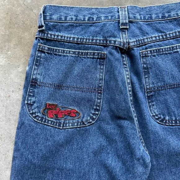 Vintage Lee Pipes Denim Wide Leg Jeans Size 30X26 JNCOS SKATER BAGGY - Picture 2 of 5